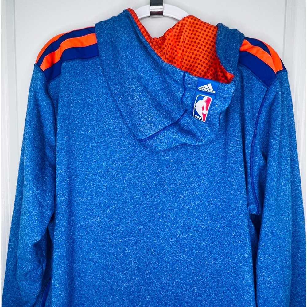 ADIDAS New York Knicks Full Zip Hoodie Jacket XL NBA Finals Blue Orange - Picture 9 of 16